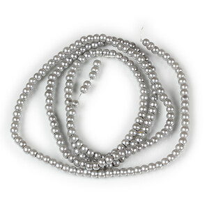 Sirag perle de sticla lucioase, sfere 3mm - gri argintiu (aprox. 190 buc.)