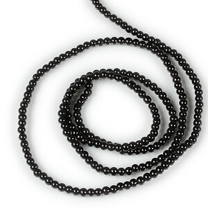 Sirag perle de sticla lucioase, sfere 3mm - negru (aprox. 190 buc.)