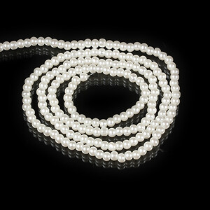 Sirag perle de sticla lucioase, sfere 3mm - alb (aprox. 190 buc.)