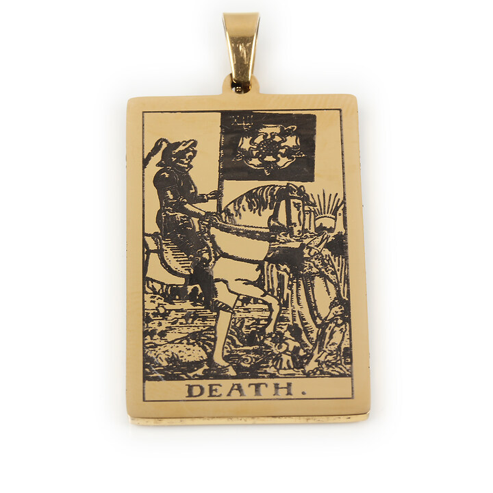 Pandantiv otel inoxidabil 304, auriu, Tarot, 40x24mm - Death XIII