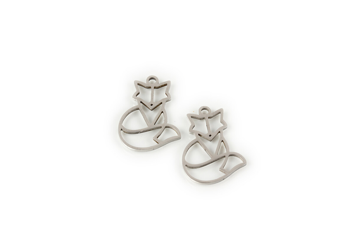Charm otel inoxidabil 304, vulpe - 18x13mm