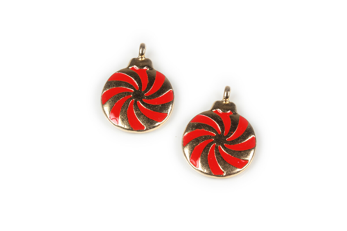 Charm auriu cu email, model Craciun, globulet 22x16mm