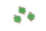 Pandantiv auriu cu email verde, trifoi 18x12mm