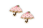 Pandantiv auriu cu email roz, umbrela 23,5x23mm