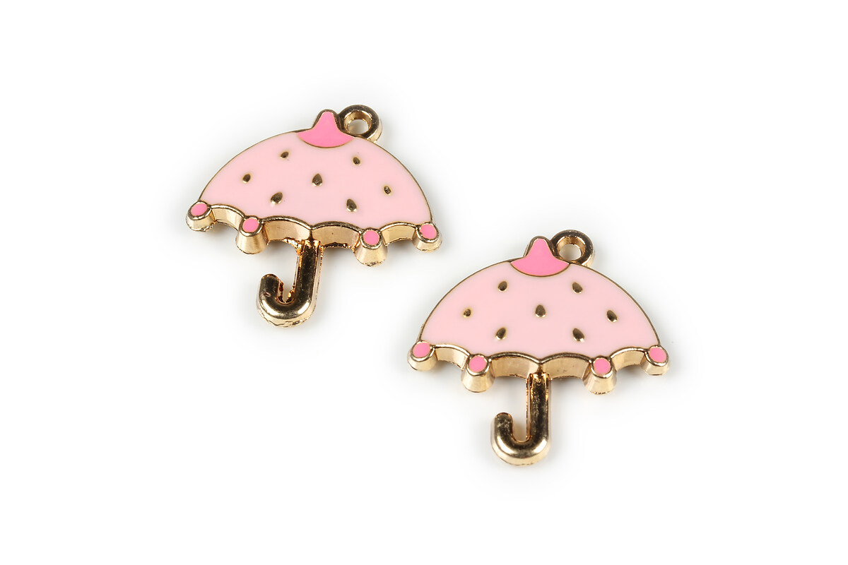 Pandantiv auriu cu email roz, umbrela 23,5x23mm