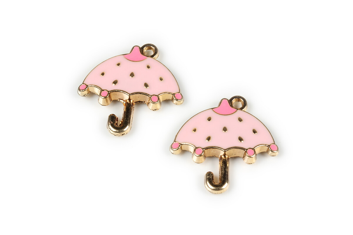Pandantiv auriu cu email roz, umbrela 23,5x23mm