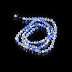 Sirag cristale biconice electroplacate 4mm - albastru gri alb AB