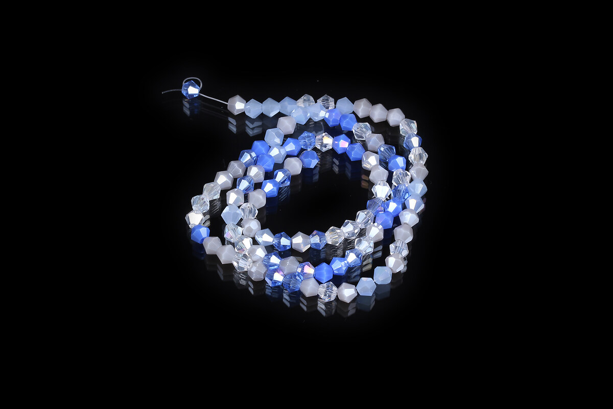 Sirag cristale biconice electroplacate 4mm - albastru gri alb AB