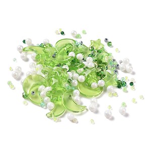 Mix margele de sticla si margele de nisip, punguta cu aprox. 40gr. - verde