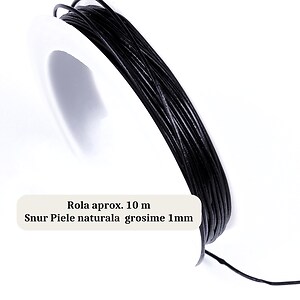 Rola mica snur piele naturala grosime 1mm (10m) - negru