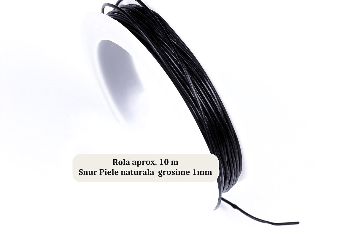 Rola mica snur piele naturala grosime 1mm (10m) - negru