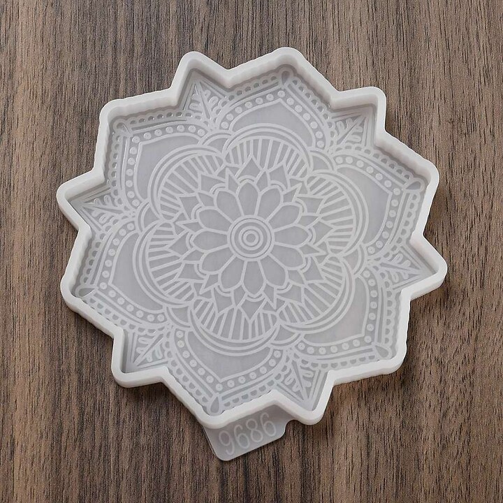 Matrita din silicon pentru rasina epoxidica suport de pahar cu mandala 10,8x10,8x0,9cm