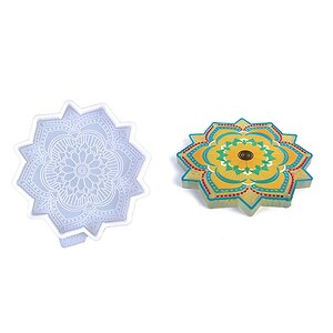 Matrita din silicon pentru rasina epoxidica suport de pahar cu mandala 10,8x10,8x0,9cm