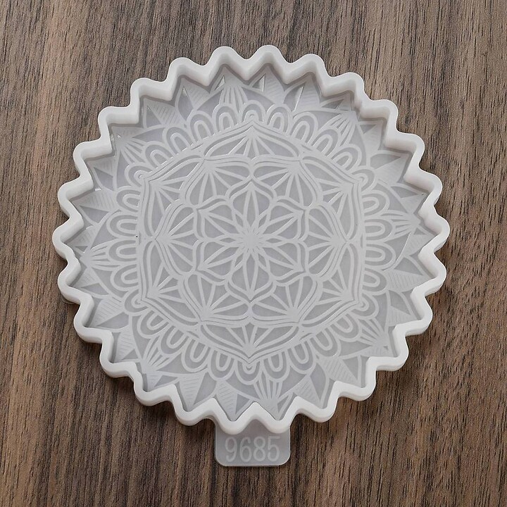 Matrita din silicon pentru rasina epoxidica suport de pahar cu mandala 11,4x10,5x0,9cm