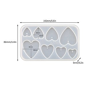 Matrita din silicon pentru pandantive inima din rasina 81x108x5mm