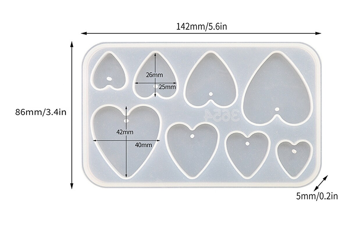 Matrita din silicon pentru pandantive inima din rasina 81x108x5mm