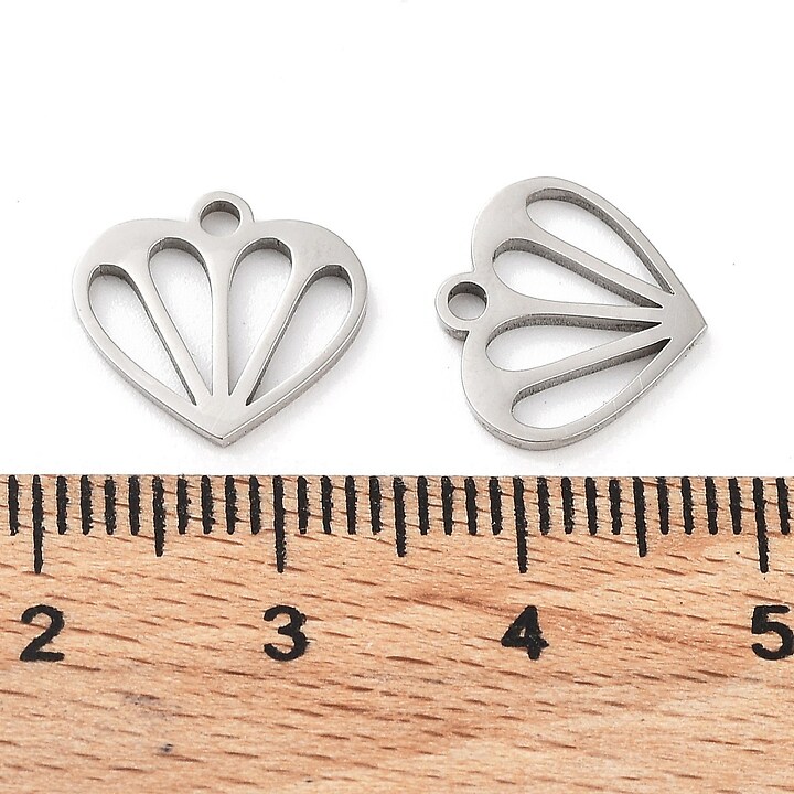 Charm otel inoxidabil antialergic 316L, inima - 11,5x12,5x1,2mm