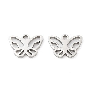 Charm otel inoxidabil antialergic 316L, fluture - 11,5x12,5x1,2mm