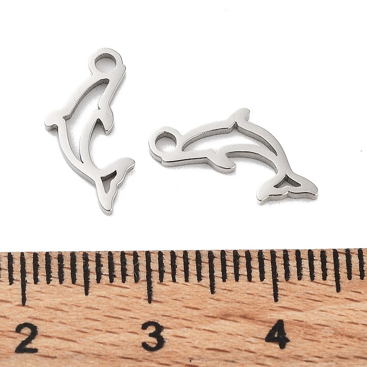 Charm otel inoxidabil antialergic 316L, delfin - 14x7x1mm