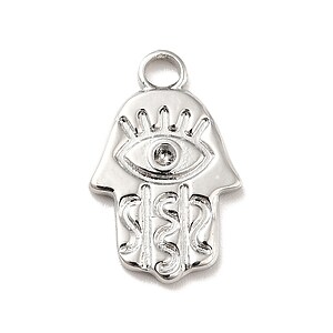 Charm otel inoxidabil 304, mana Hamsa - 17,5x11x2mm