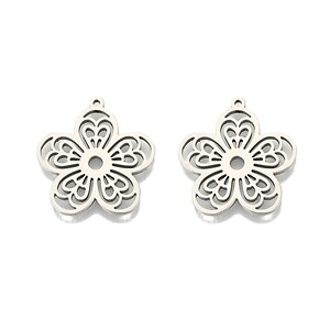 Charm otel inoxidabil 201, floare - 27x25,5x1,5mm