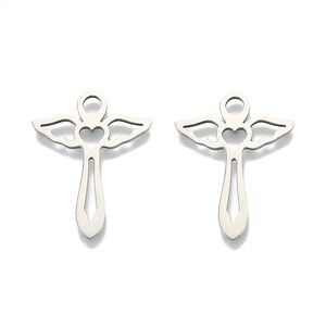 Pandantiv otel inoxidabil 201, cruce inger - 29,5x23,5x1,5mm