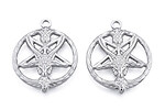 Pandantiv otel inoxidabil 201, simbol Baphomet 30,5x24,5x3mm