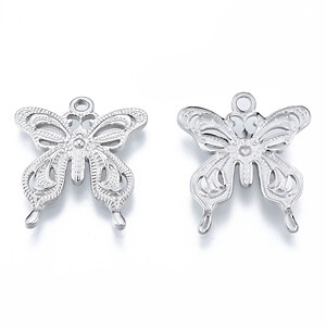 Charm otel inoxidabil 304, fluture - 26,5x24x3,5mm