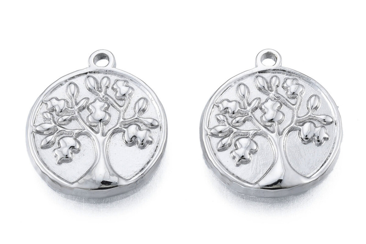 Charm otel inoxidabil 304, copacul vietii - 18x15,5x2mm