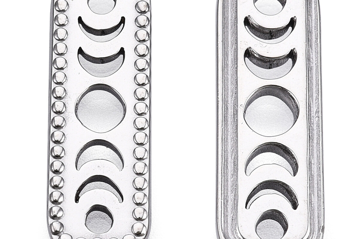 Charm otel inoxidabil 304, fazele lunii - 20,5x7x1,5mm