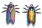 Charm electroplacat multicolor, cicada 28x23x4,5mm