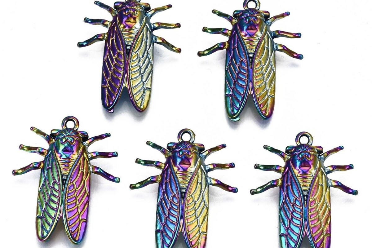 Charm electroplacat multicolor, cicada 28x23x4,5mm