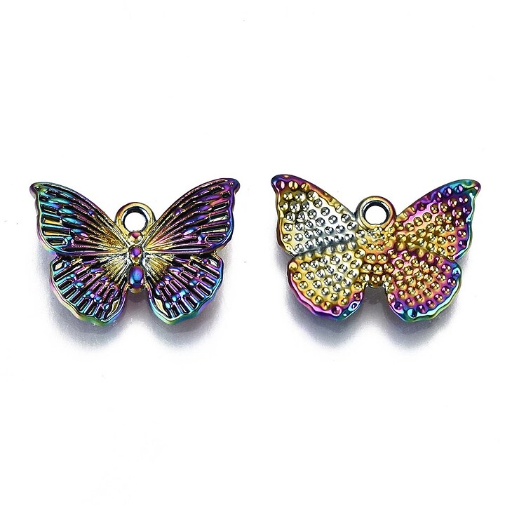 Charm electroplacat multicolor, fluture 13x18x3mm