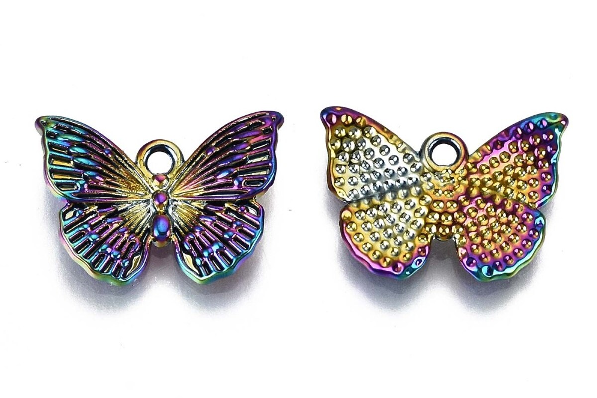 Charm electroplacat multicolor, fluture 13x18x3mm
