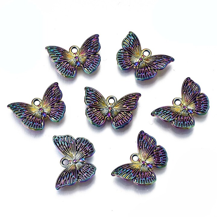 Charm electroplacat multicolor, fluture 13x18x3mm