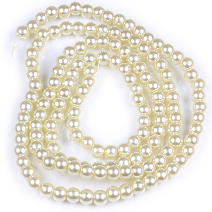 Sirag perle de sticla lucioase, sfere 6mm - ivory (aprox. 145 buc.)