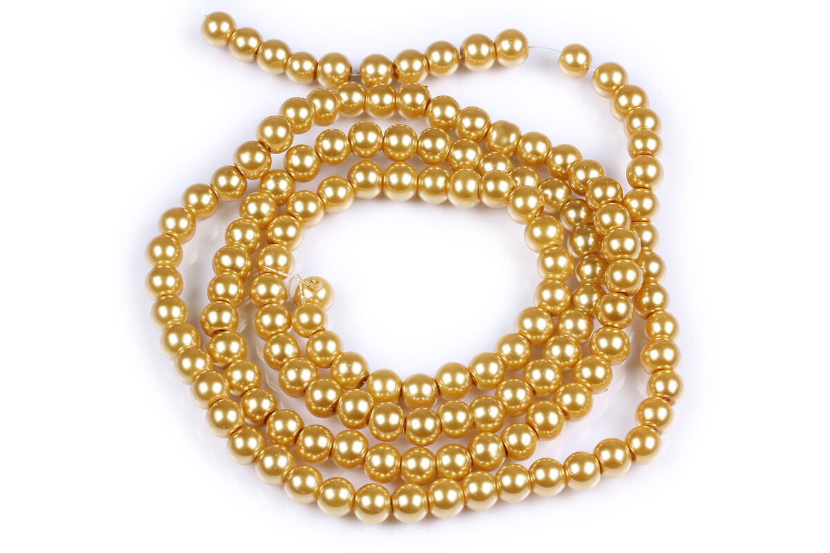 Sirag perle de sticla lucioase, sfere 6mm - auriu inchis (aprox. 145 buc.)