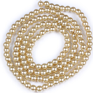 Sirag perle de sticla lucioase, sfere 6mm - auriu deschis (aprox. 145 buc.)
