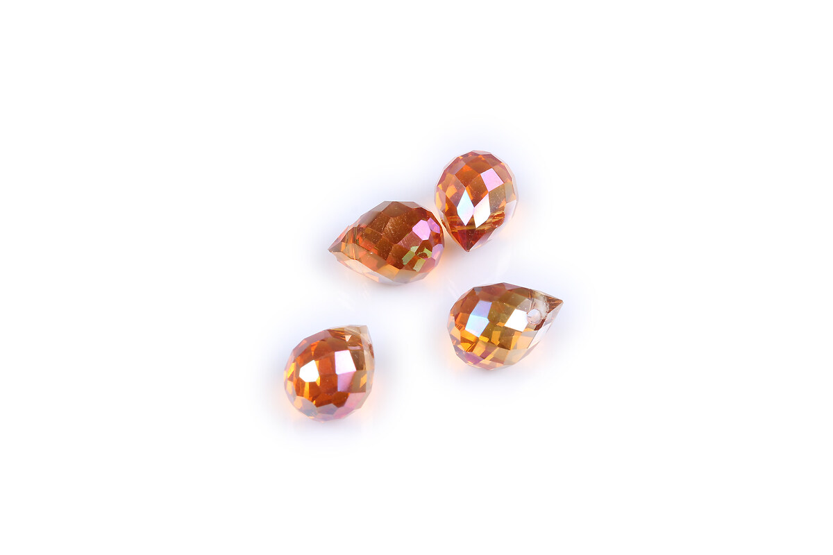 Brioleta de cristal electroplacat lacrima 9,5x8mm - portocaliu AB