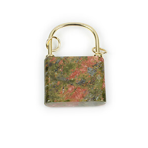 Pandantiv unakite lacat auriu 46x30mm