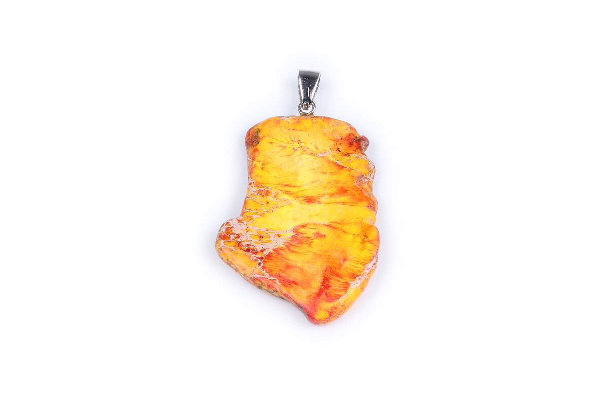 Pandantiv regalite de sinteza galben nugget 52x30mm