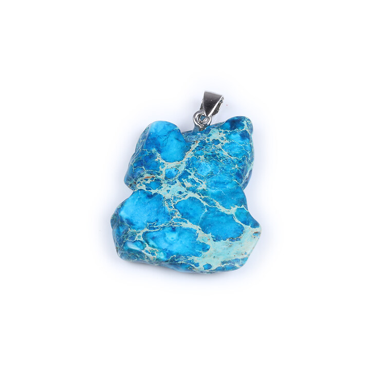 Pandantiv regalite de sinteza albastru nugget 42x30mm