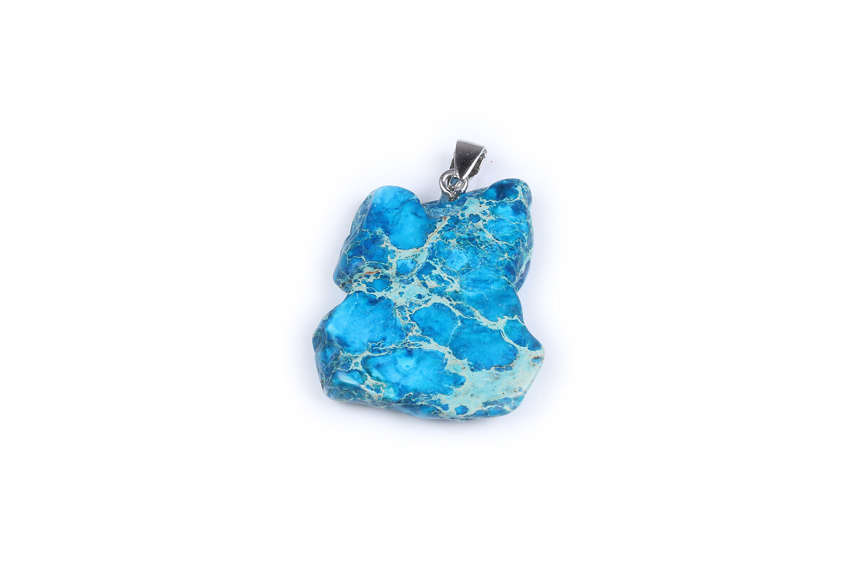 Pandantiv regalite de sinteza albastru nugget 42x30mm