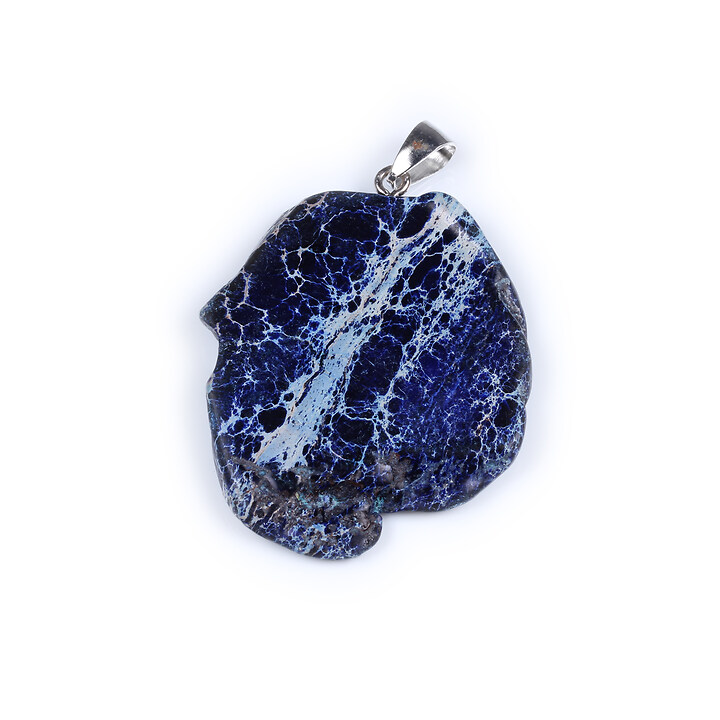 Pandantiv regalite de sinteza albastru nugget 53x36mm