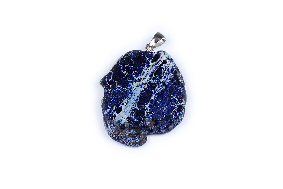 Pandantiv regalite de sinteza albastru nugget 53x36mm