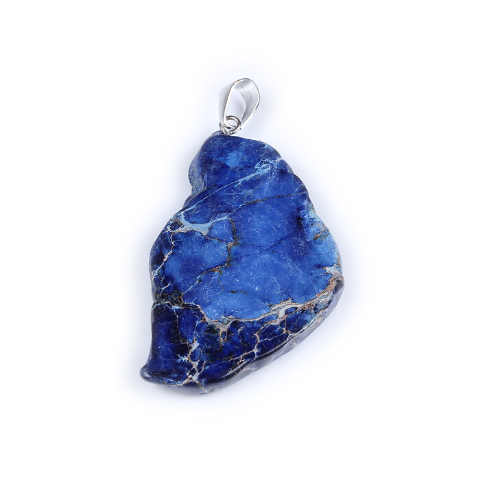 Pandantiv regalite de sinteza albastru nugget 55x31mm