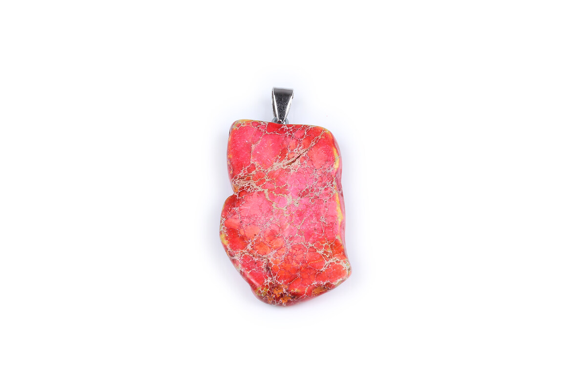 Pandantiv regalite de sinteza corai nugget 48x24mm