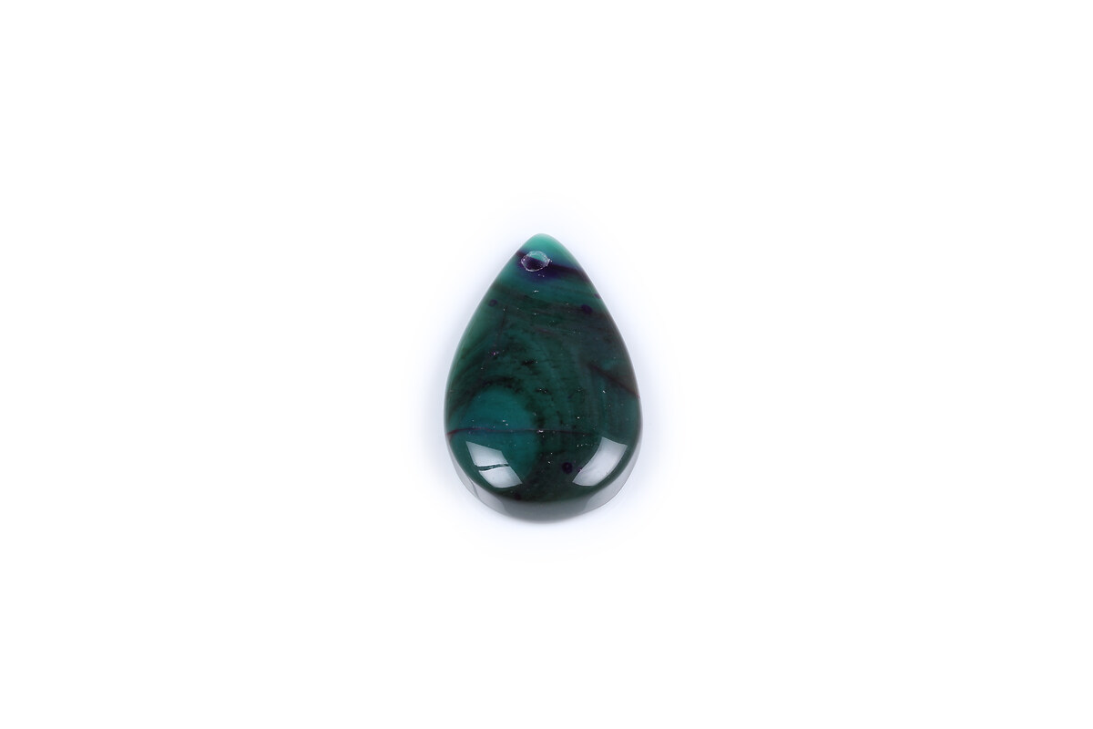 Pandantiv agata verde lacrima 32x22x5mm