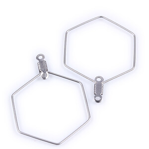 Link tortite cercei otel inoxidabil chirurgical 316, hexagon 35x25x1,2mm (2 buc.)