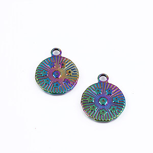 Charm otel inoxidabil 304 electroplacat multicolor, model stele 18x14x1,5mm